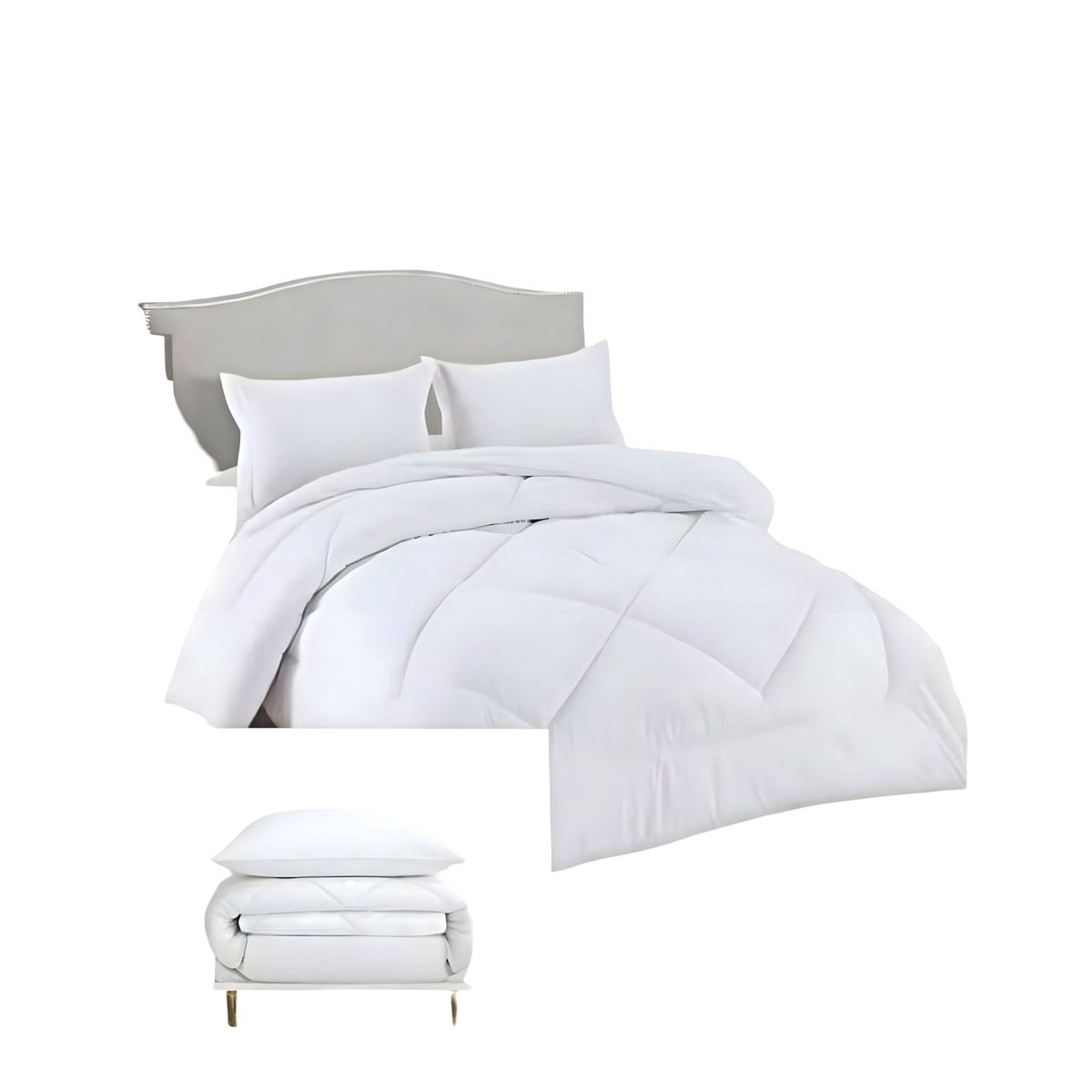 GENERICO - PLUMÓN NÓRDICO ACOLCHADO 2PLAZAS CON FUNDA DE ALMOHADA BLANCO