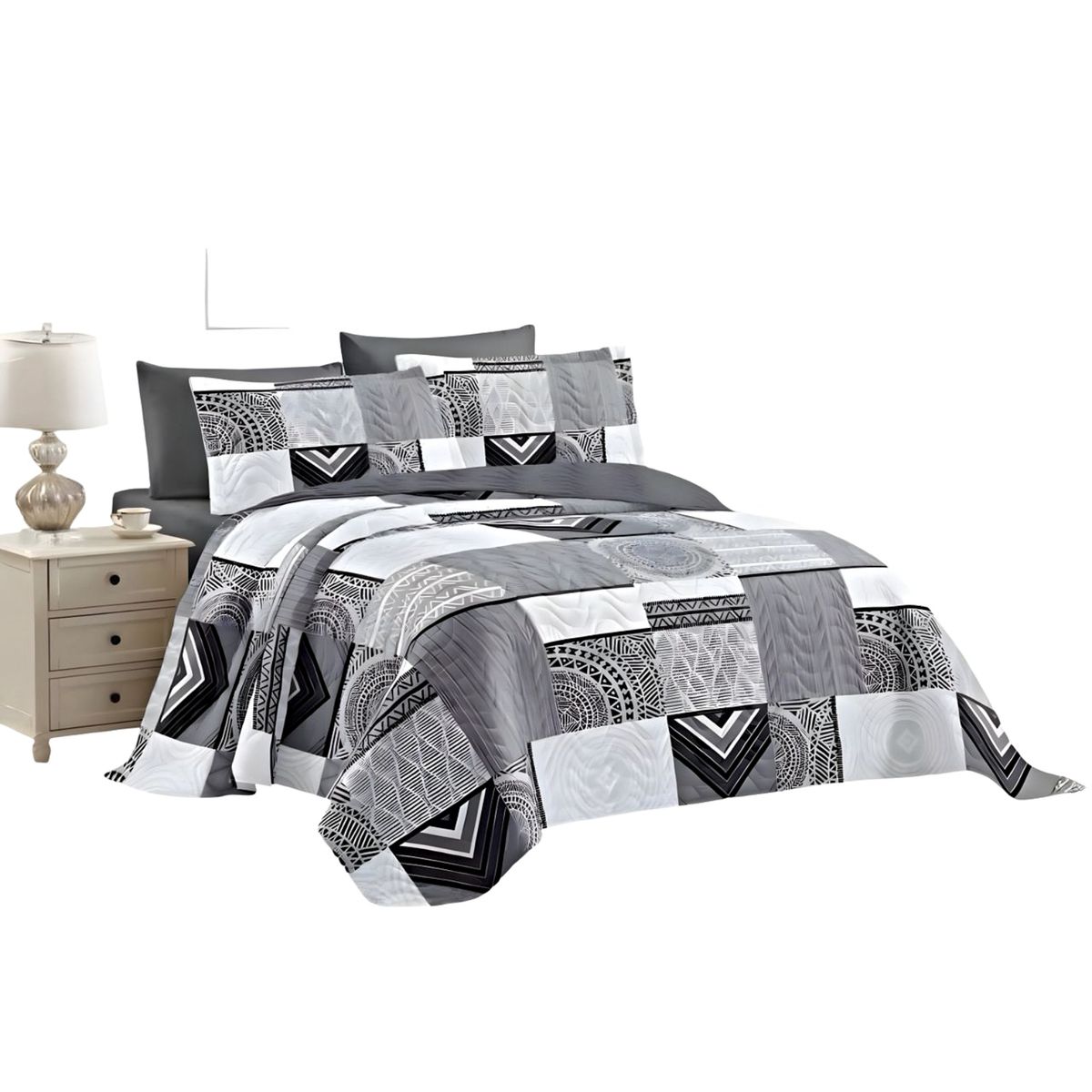 GENERICO - CUBRECAMA QUILT DE VERANO PLAZA Y MEDIA 180X230 P11
