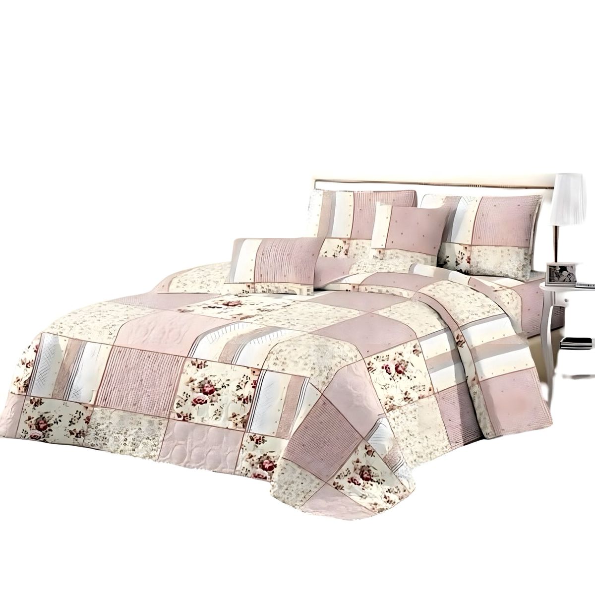 GENERICO - CUBRECAMA CON JUEGO DE SÁBANA PLAZA Y MEDIA P19