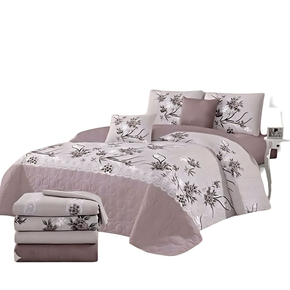 GENERICO - CUBRECAMA CON JUEGO DE SÁBANA 2PLAZAS D9