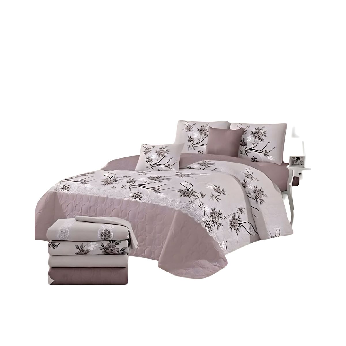 GENERICO - CUBRECAMA CON JUEGO DE SÁBANA 2PLAZAS D9