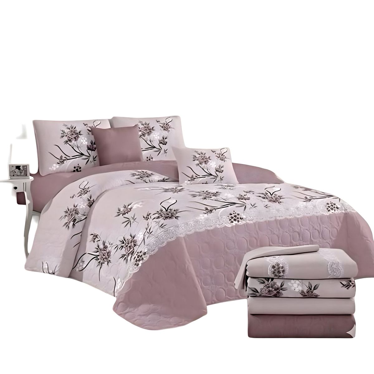 GENERICO - CUBRECAMA CON JUEGO DE SÁBANA 2PLAZAS D9