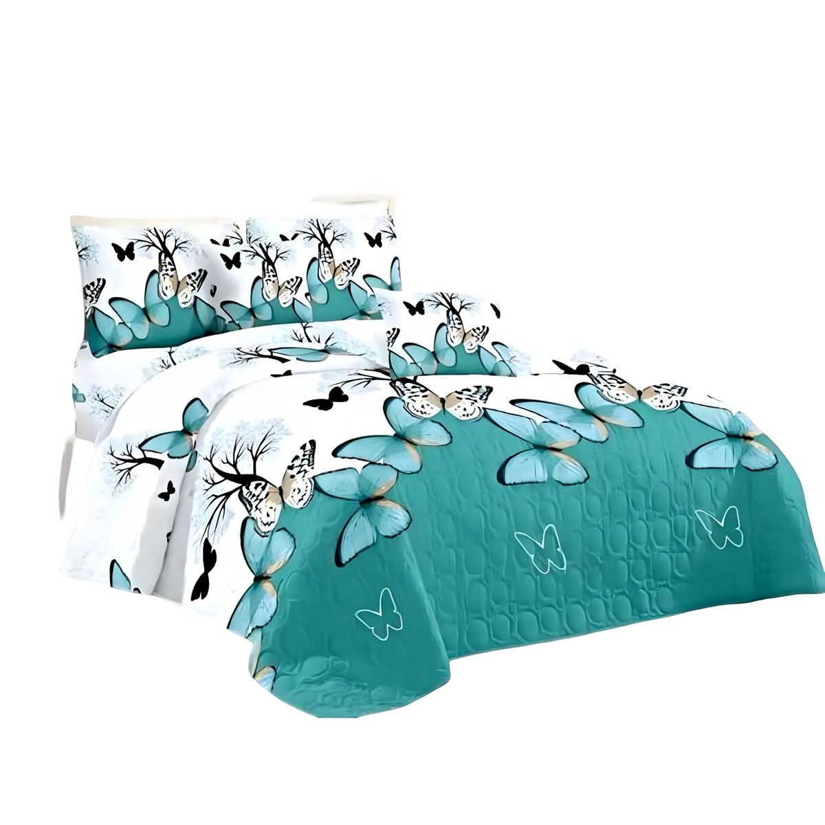 GENERICO - CUBRECAMA CON JUEGO DE SÁBANA KING K2