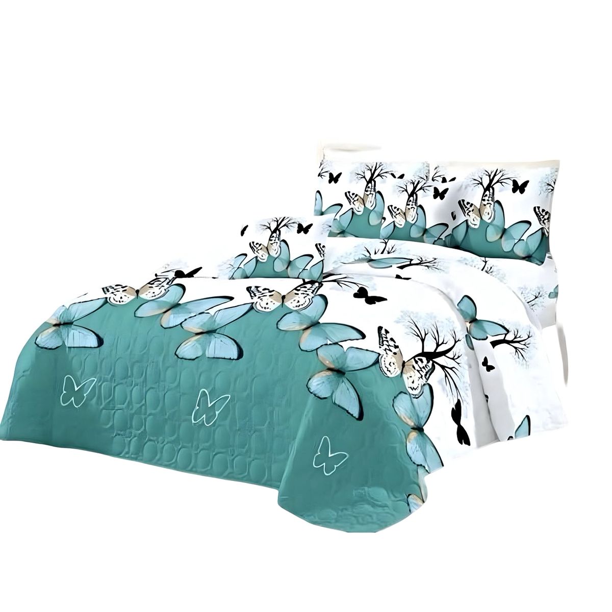 GENERICO - CUBRECAMA CON JUEGO DE SÁBANA KING K2