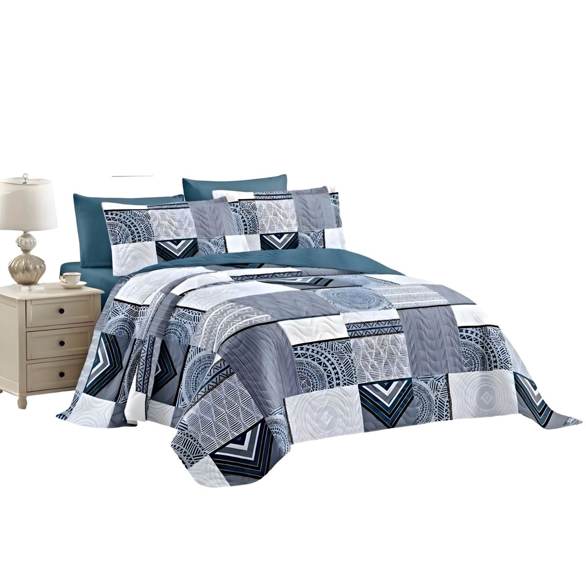 GENERICO - CUBRECAMA QUILT DE VERANO PLAZA Y MEDIA 180X230 P8