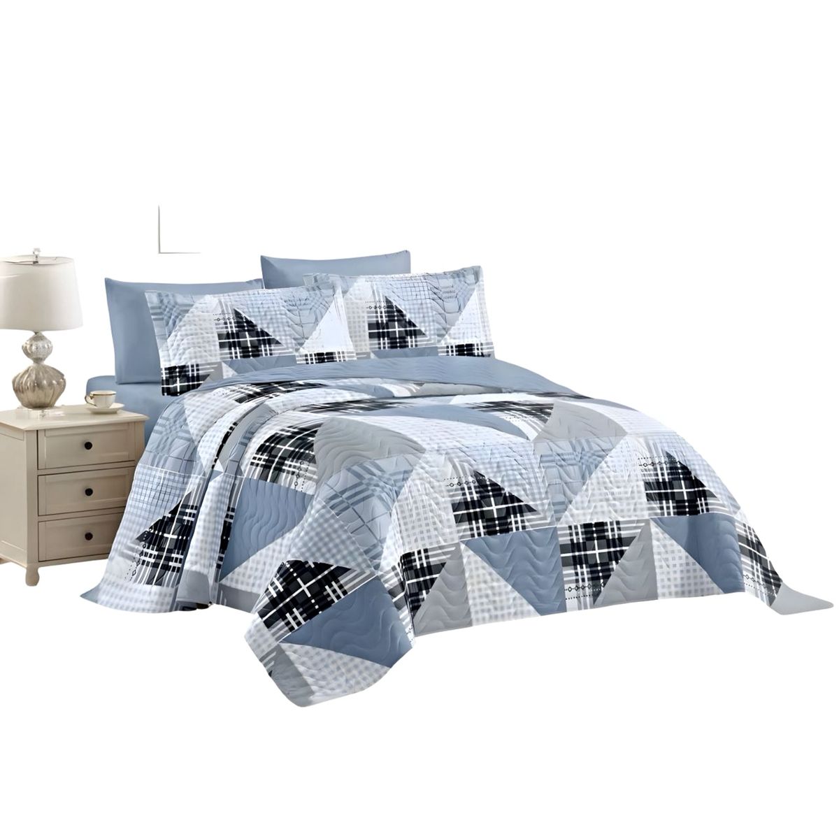 GENERICO - CUBRECAMA QUILT DE VERANO PLAZA Y MEDIA 180X230 P5