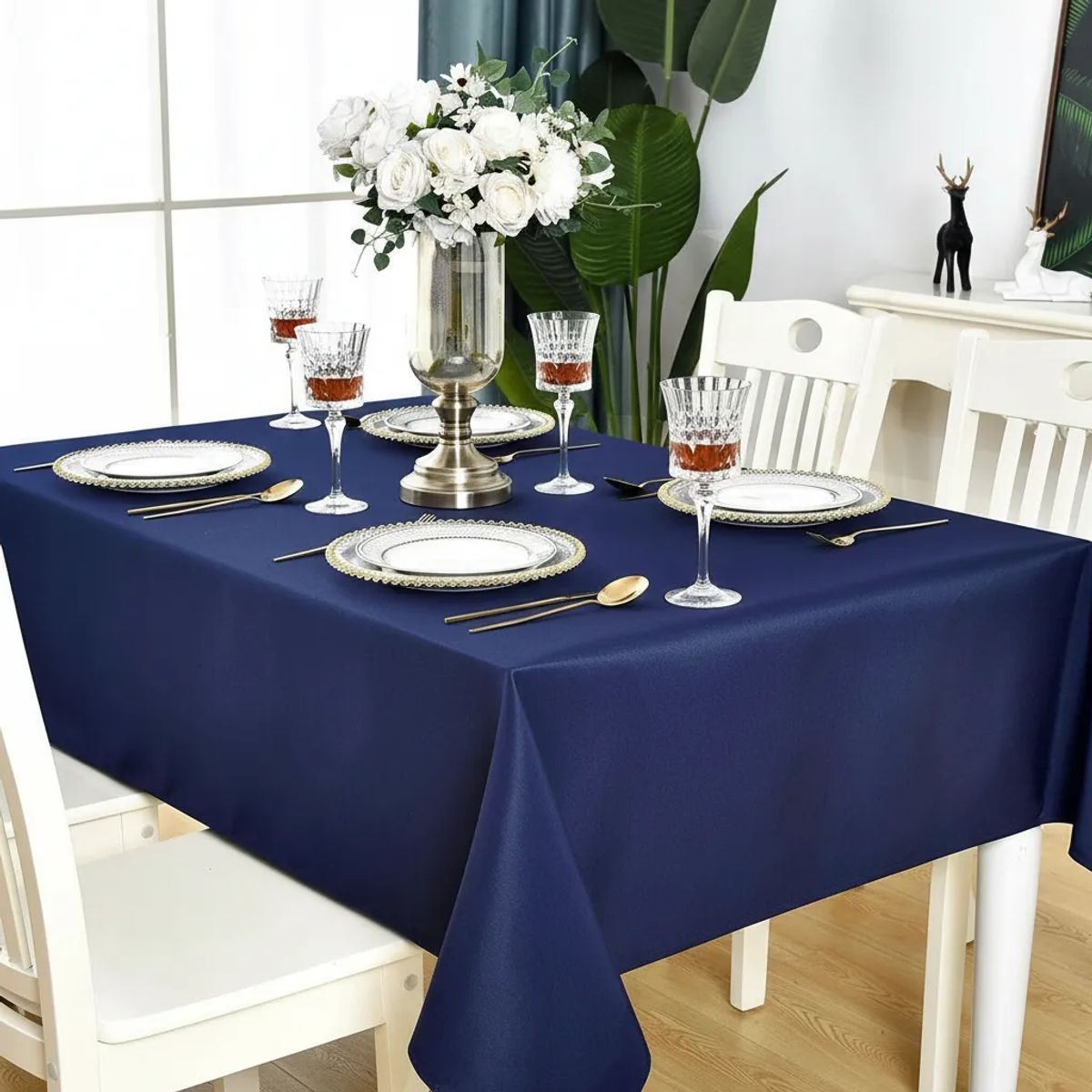 GENERICO - Mantel Rectangular Azul Oscuro Intenso 210×145 cm