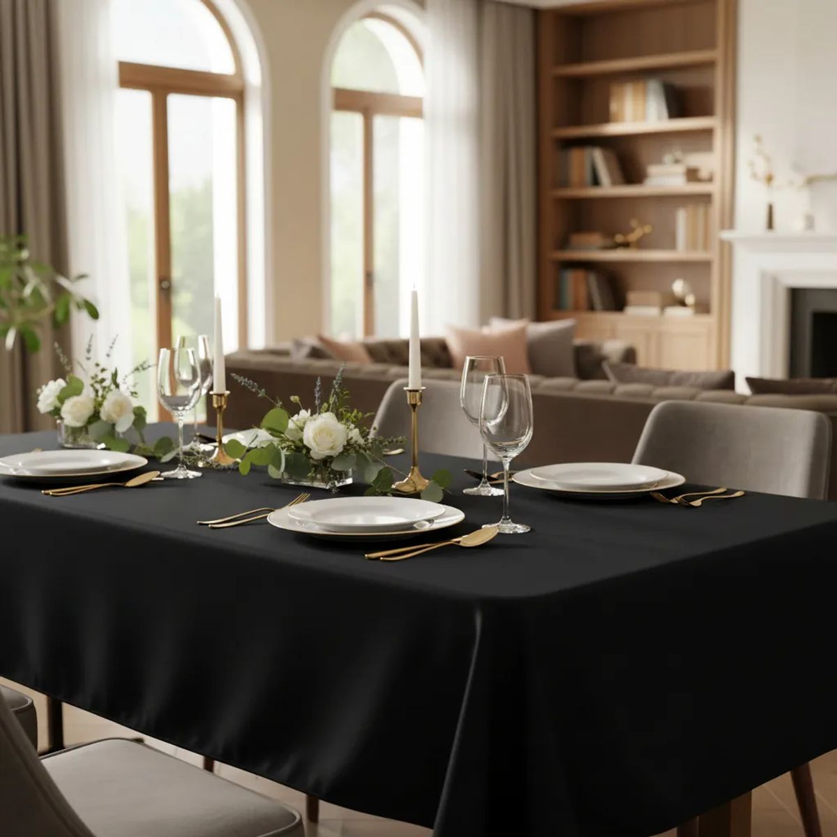 GENERICO - Mantel Rectangular Negro Intenso 210×145 cm