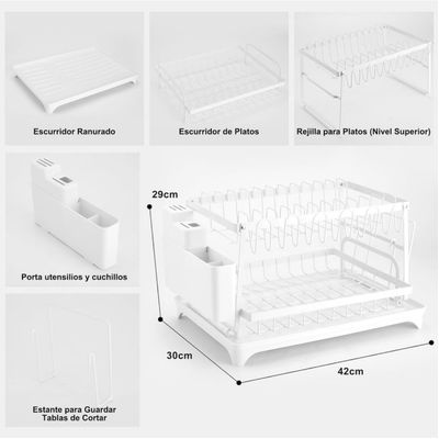 Imagen 2 del producto Escurridor Secador De Loza Platos Extraíble 2 Niveles Color Negro