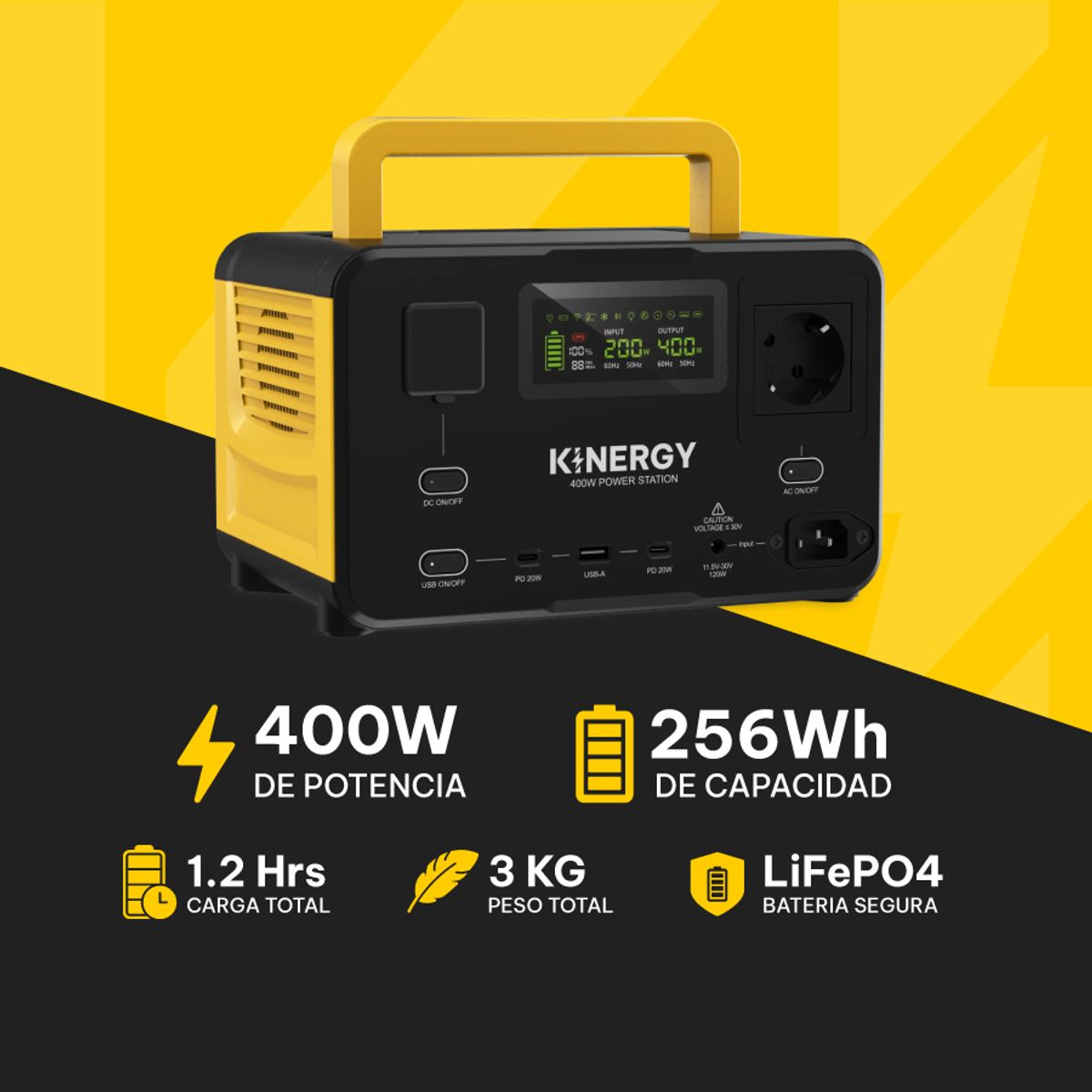 GENERICO - Generador Estacion Energia Portátil Solar Kinergy 400w256wh