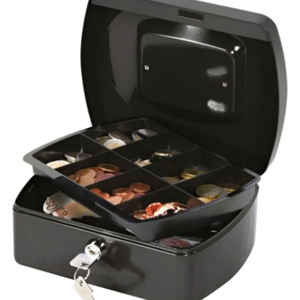 GENERICO - Caja De Efectivo Metálica De Seguridad Portátil Con Llaves Color Negro