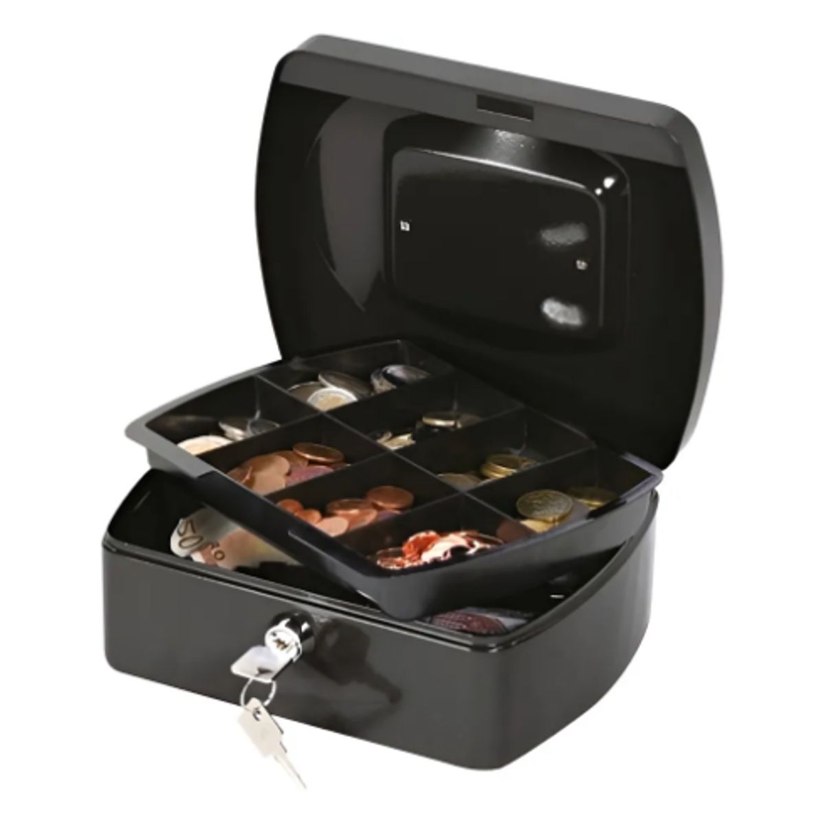 GENERICO - Caja De Efectivo Metálica De Seguridad Portátil Con Llaves Color Negro