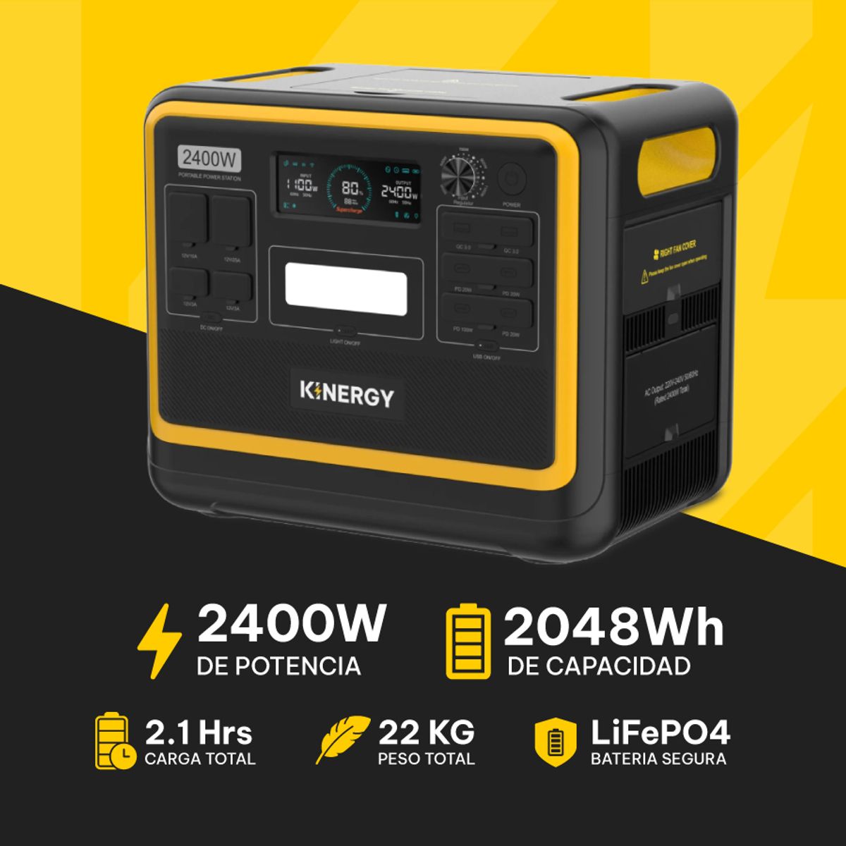 GENERICO - Generador Energia Electrica Portátil Solar Kinergy 2400w2048wh