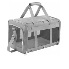 GENERICO - Bolso plegable para transportar mascotas pequeñas Máx 7 kg GRIS