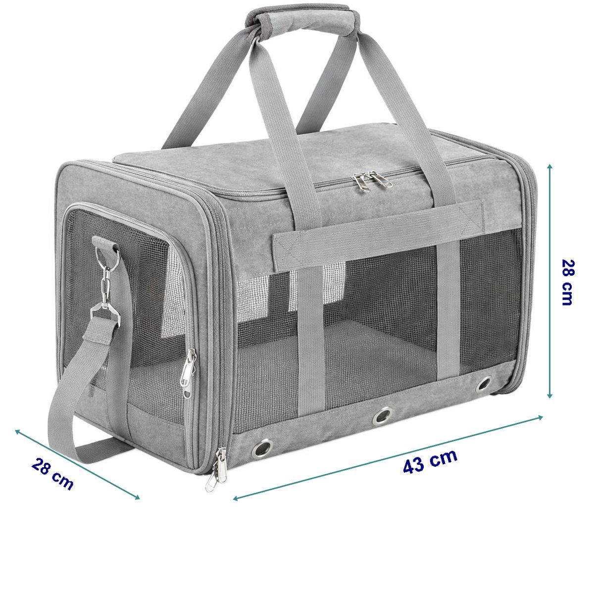 GENERICO - Bolso plegable para transportar mascotas pequeñas Máx 7 kg GRIS