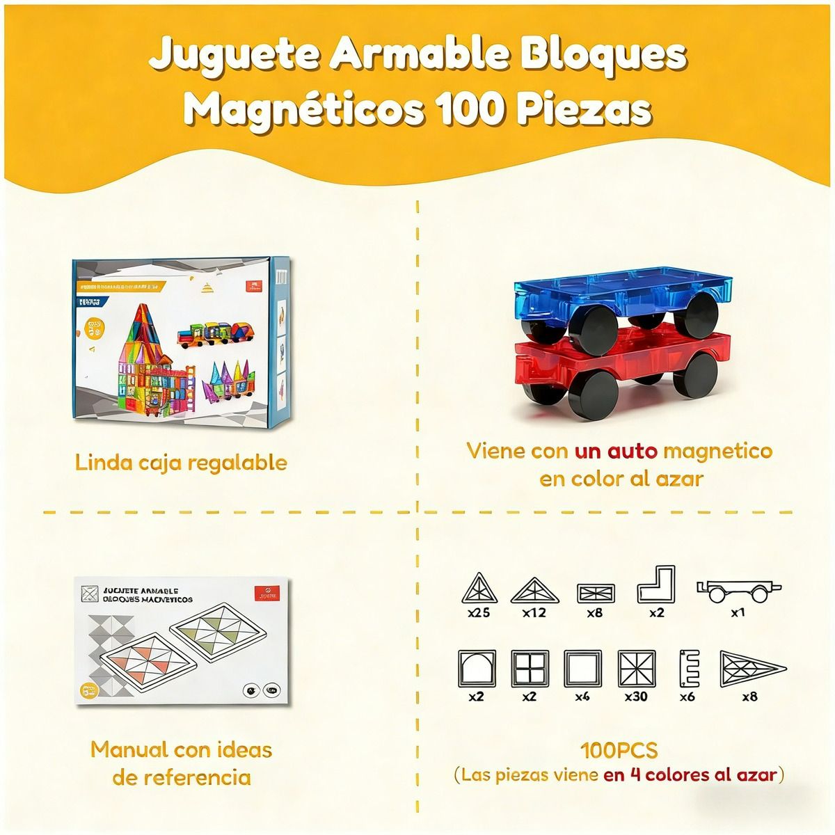 TOYUN TOYUN - Bloques Magneticos Construccion Juguete Armable Niños 100pcs