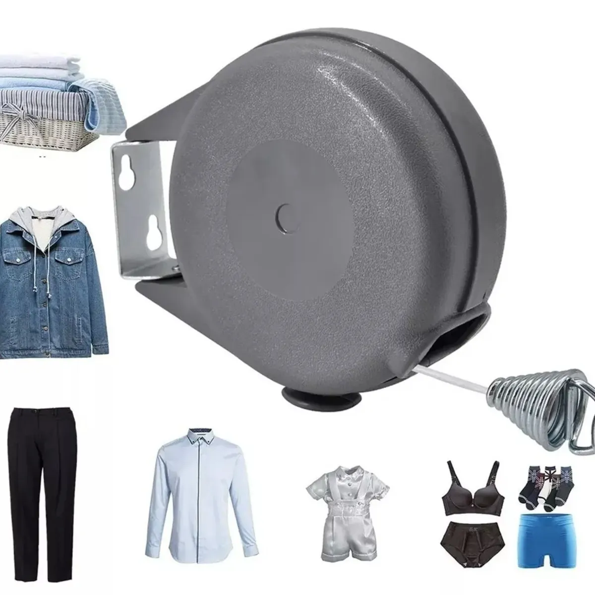 KINDA NICE - Tendedero Retractil Ropa Colgador Pared Doble Linea 12m