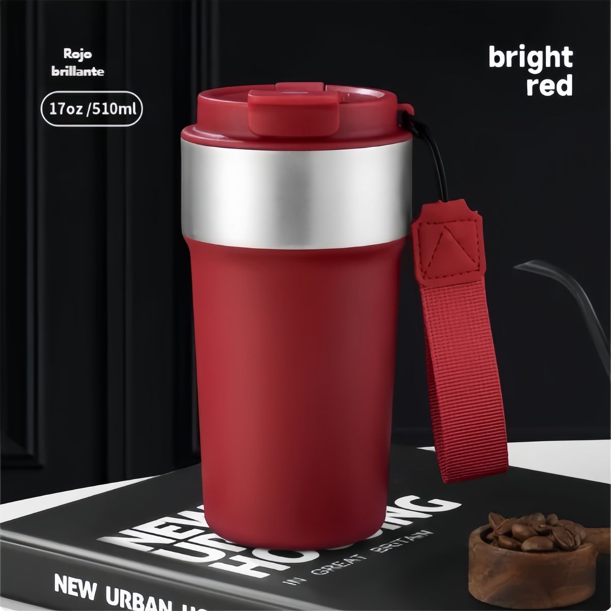 GENERICO - Termo Para Cafe Mug Vaso Termico 510ml Sellable Inoxidable Acero Inoxidable Rojo