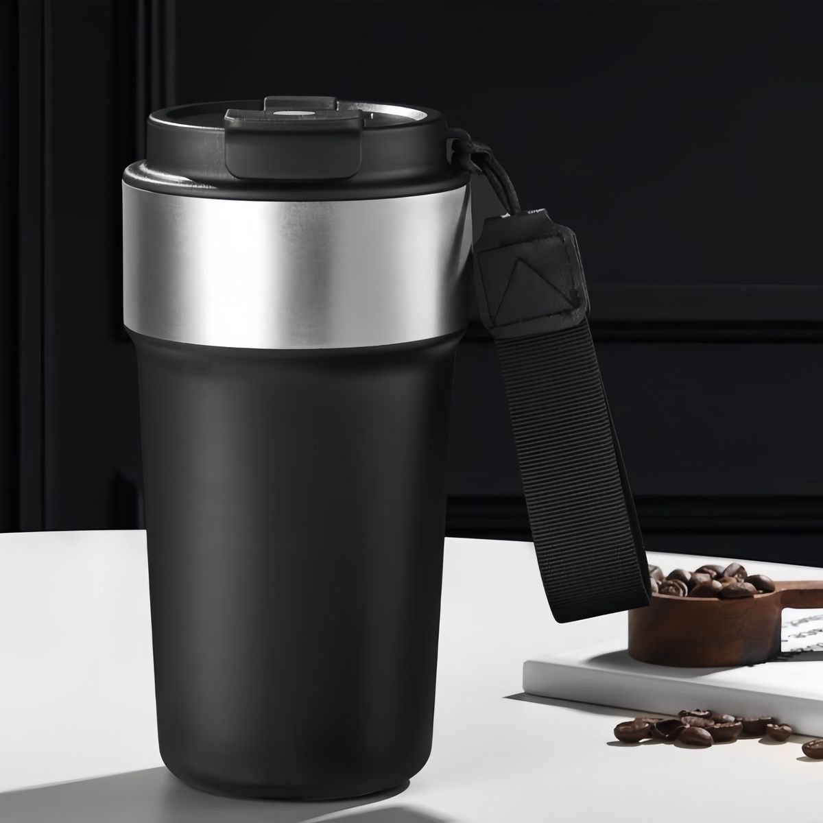 GENERICO - Termo Para Cafe Mug Vaso Termico 510ml Sellable Inoxidable Acero Inoxidable Negro