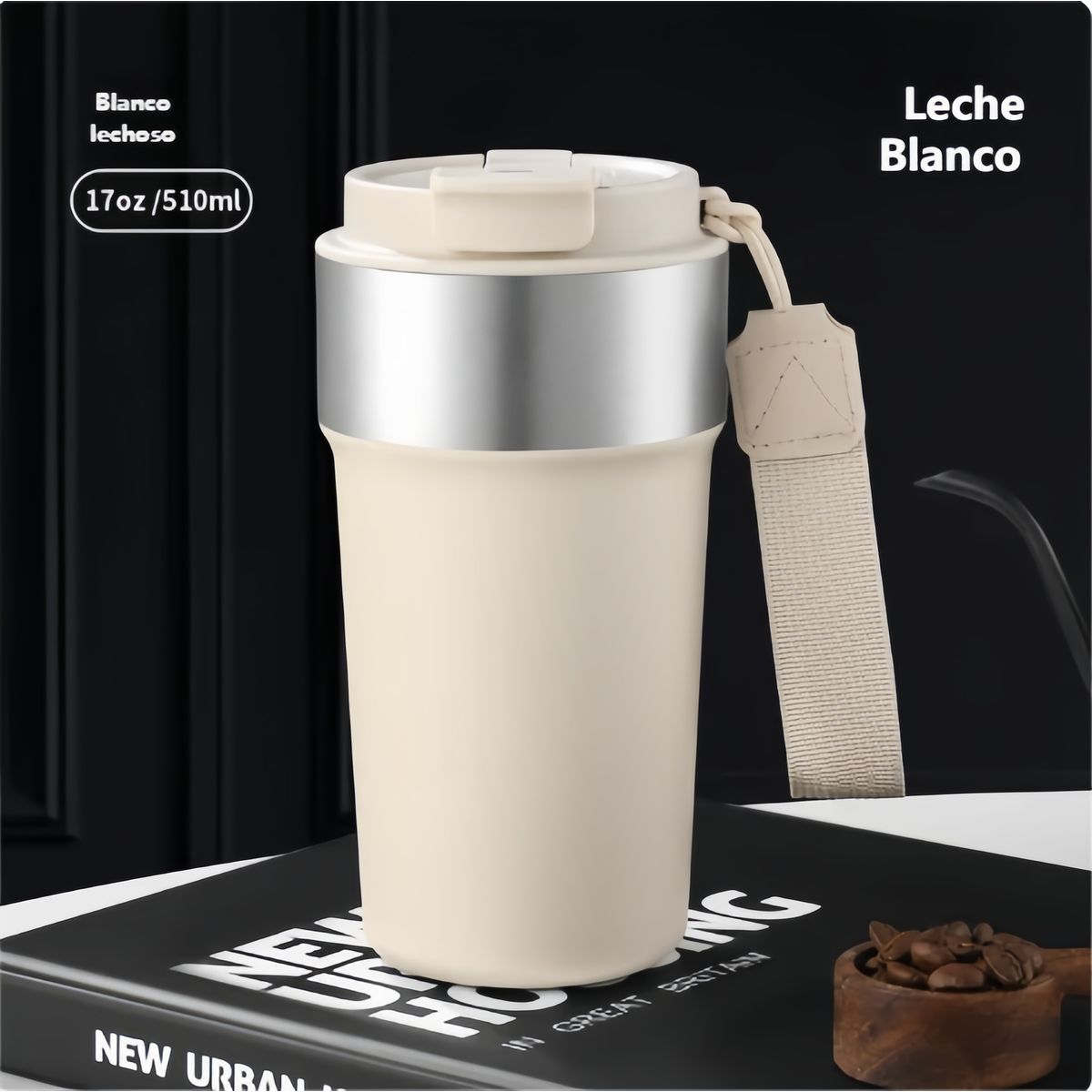 GENERICO - Termo Para Cafe Mug Vaso Termico 510ml Sellable Inoxidable Acero Inoxidable Blanco