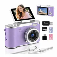 UMEXUS - Cámara Digital Ccd Con Pantalla Giratoria 4k Hd Zoom 8x +128GTarjeta de memoria