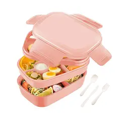 KINDA NICE - Bento Box Contenedor 1900ml Fiambrera Para Microondas Rosa