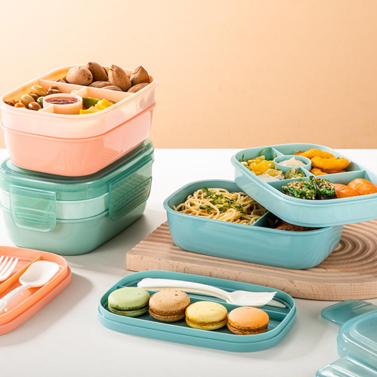 KINDA NICE - Bento Box Contenedor 1900ml Fiambrera Para Microondas Rosa