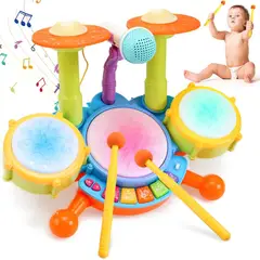 TOYUN TOYUN - Juguete Batería Musical Niño Baqueta Platillo Micrófono 5en1
