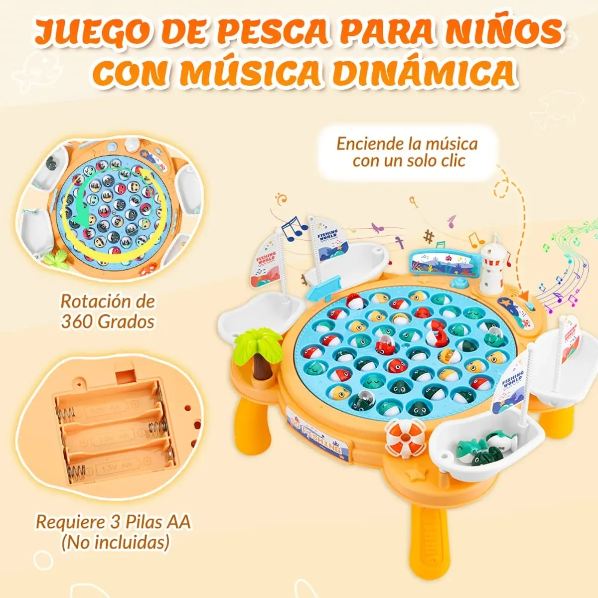 TOYUN TOYUN - Juguete De Pesca Eléctrico Magnético Musical Juego Niños