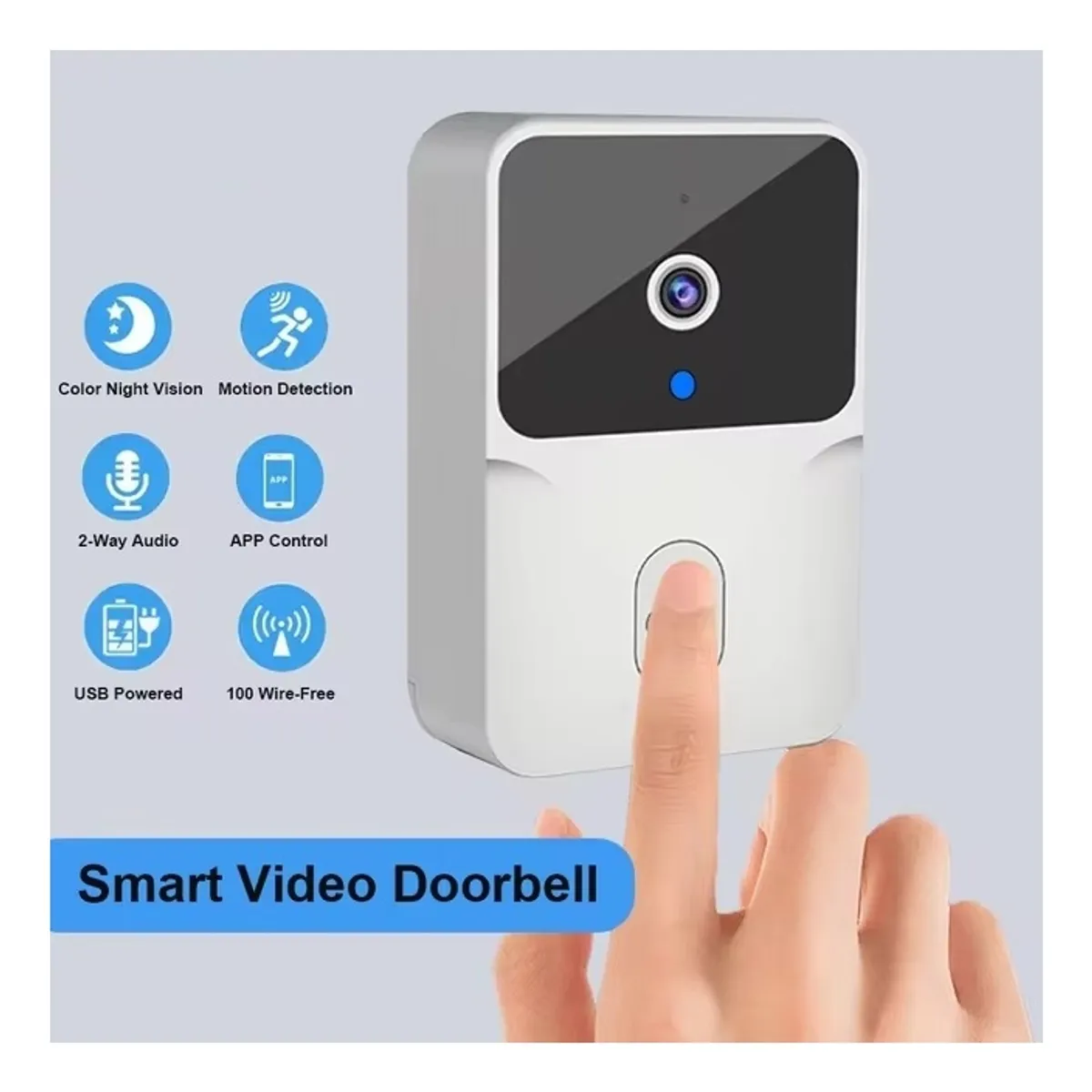 Timbre de Puerta Inteligente con Cámara  Inalámbrico Visión Nocturna y Conexión WiFi, marca GENERICO - Foto Principal