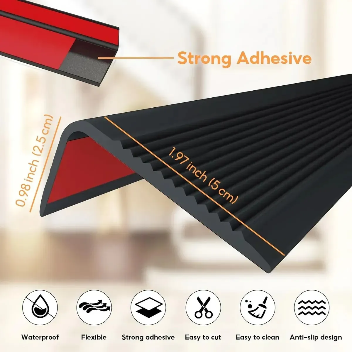 KUANGYE - Tiras Antideslizantes De Goma Para Escaleras 5 Cm×3 Metros