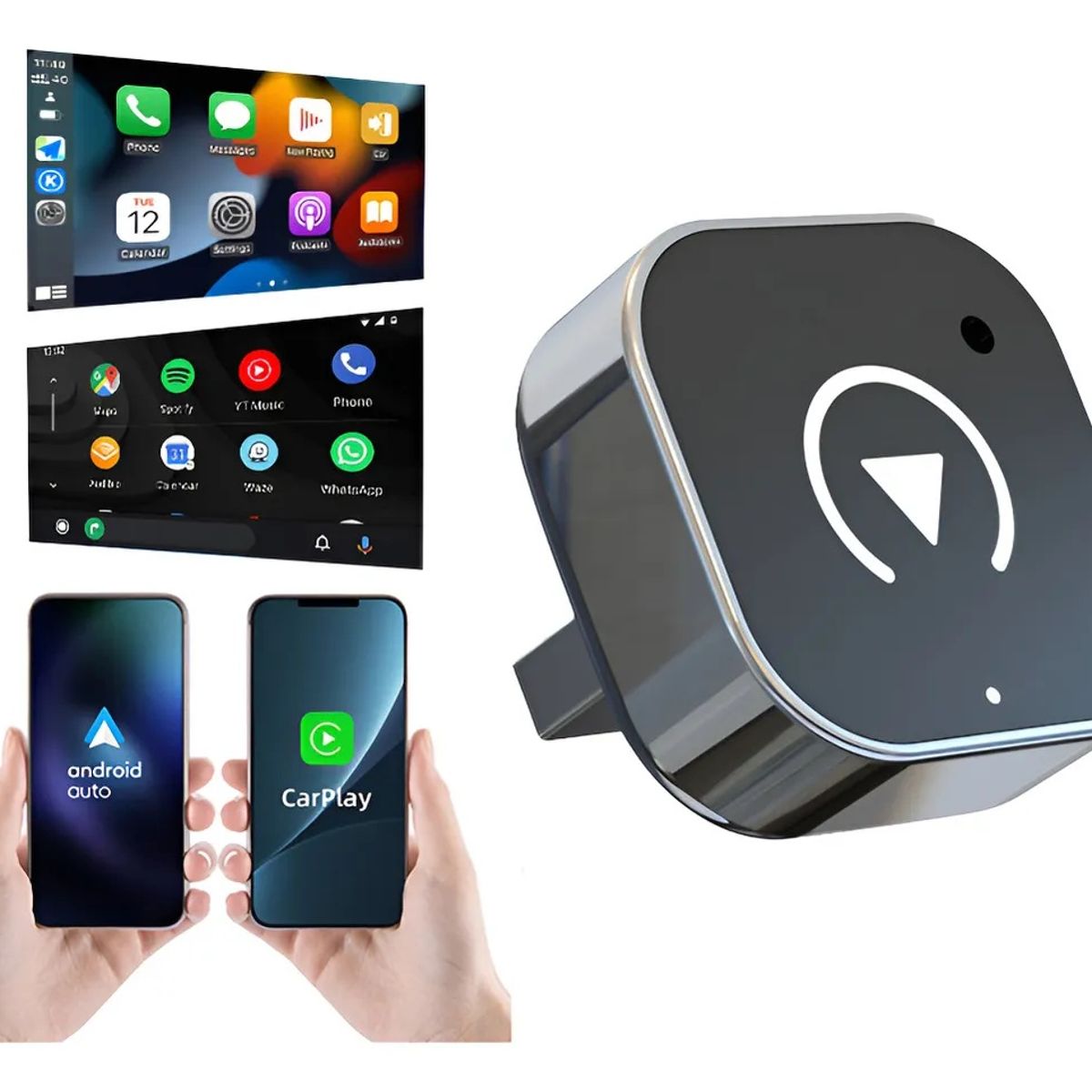 KUANGYE - Adaptador Automático Inalámbrico 2 En 1 Para Carplay/android Conexión WiFi Y Bluetooth Plug Y Play