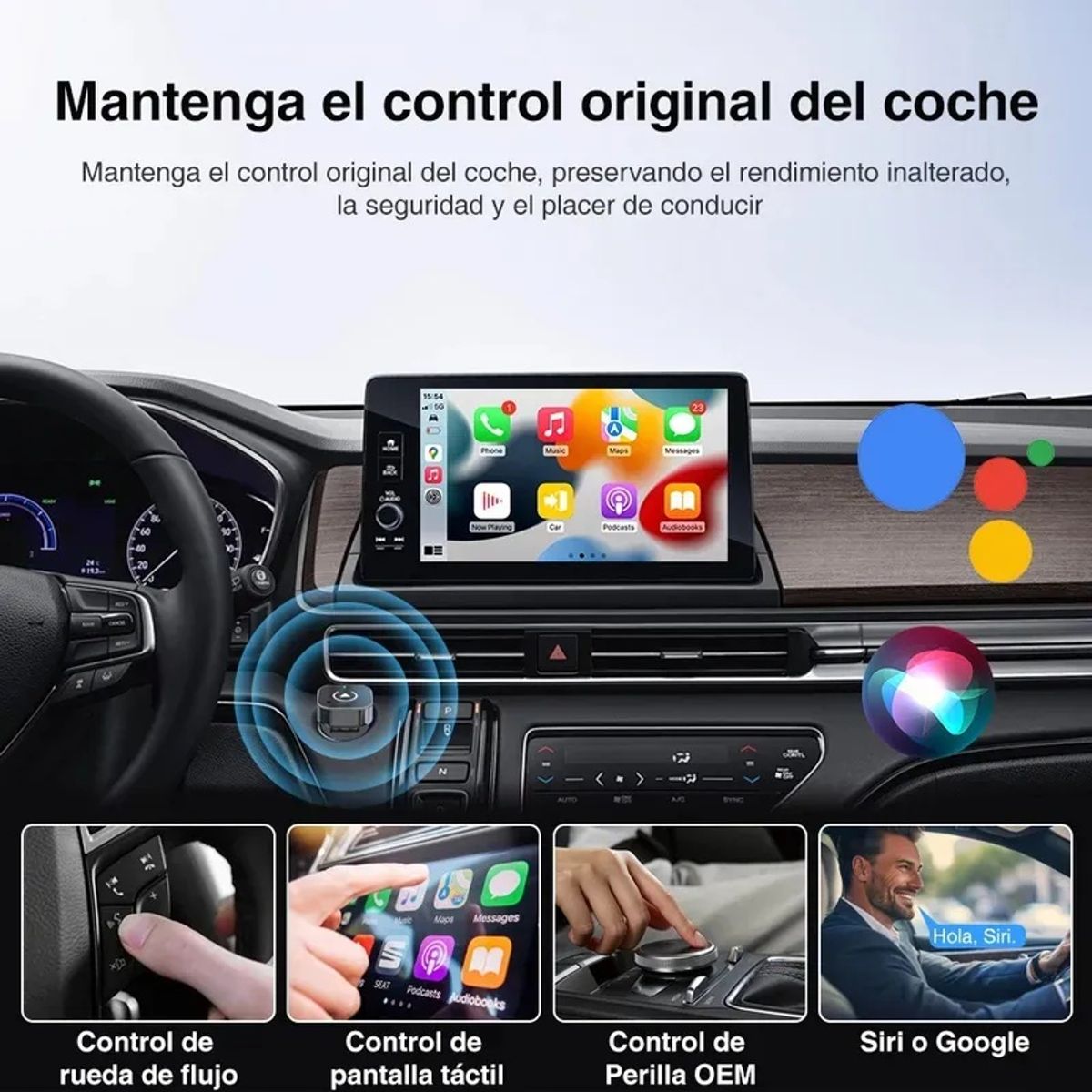 KUANGYE - Adaptador Automático Inalámbrico 2 En 1 Para Carplay/android Conexión WiFi Y Bluetooth Plug Y Play