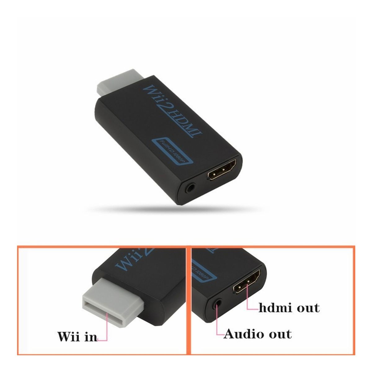 GENERICO - Adaptador Convertidor de Wii a HDMI  Salida 720p1080p Audio 35mm