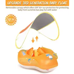 PUREPOWER - Flotador Inflable para Niños con Asiento de Seguridad y Toldo Solar Desmontable-naranja