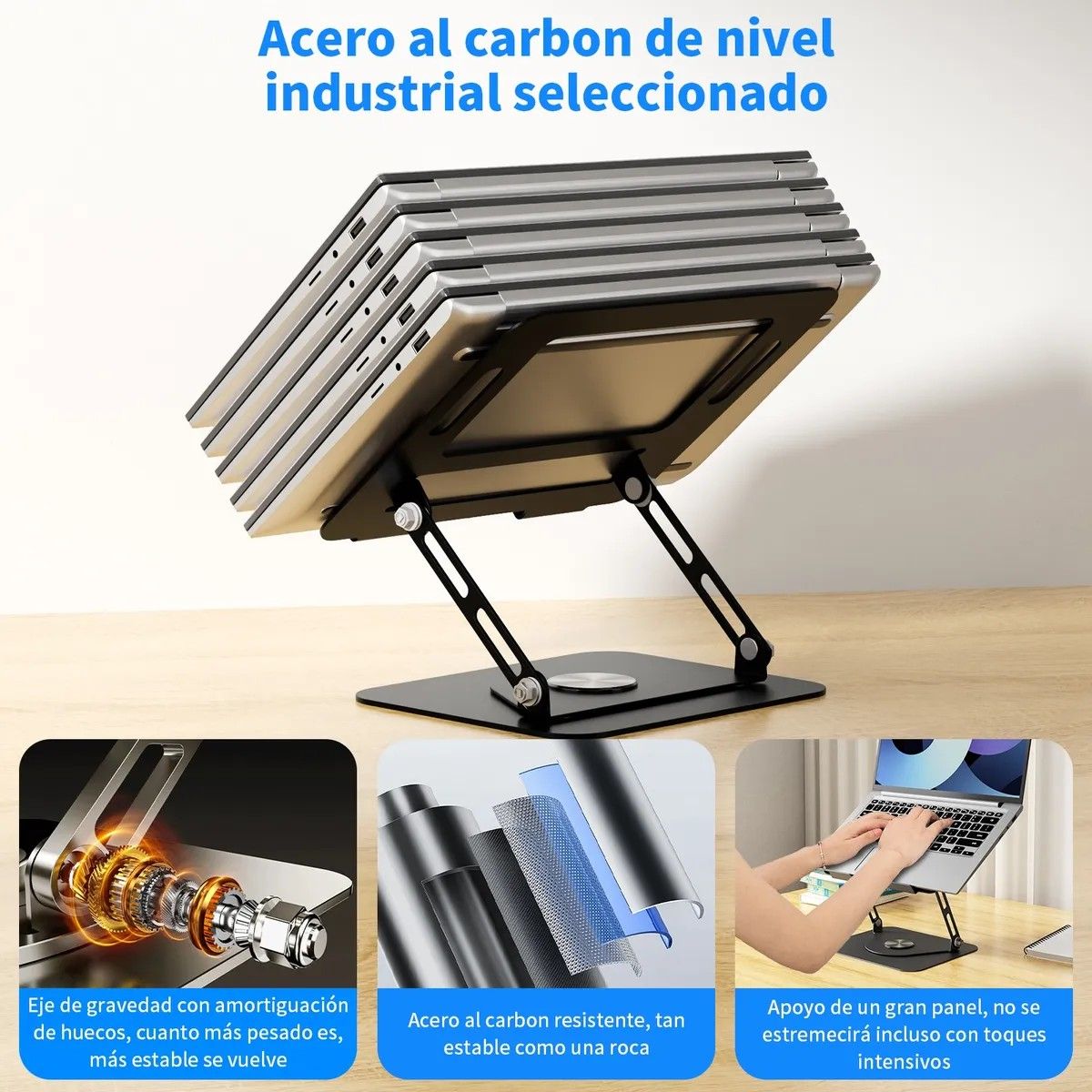 YAYKO - Soporte 360° para Notebook y Tablet Ajustable Plegable Aluminio Portátil