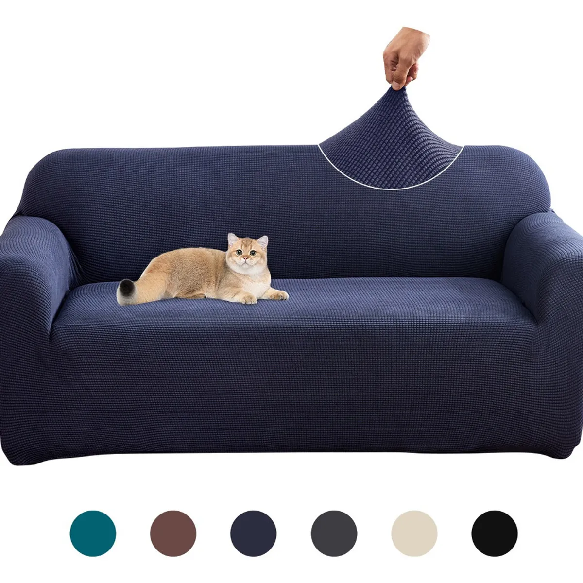 SUPERCENTER - Funda Sofá Cubre Sillón Protectora Para 3 Cuerpos Elastizada Azul oscuro