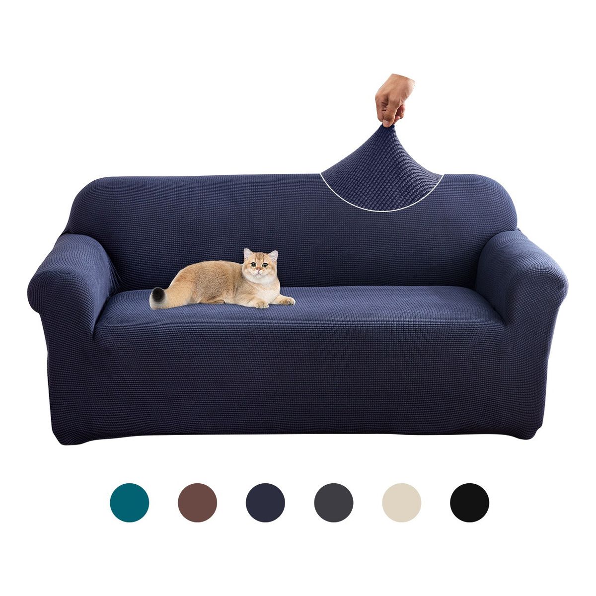 SUPERCENTER - Funda Sofá Cubre Sillón Protectora Para 3 Cuerpos Elastizada Azul oscuro