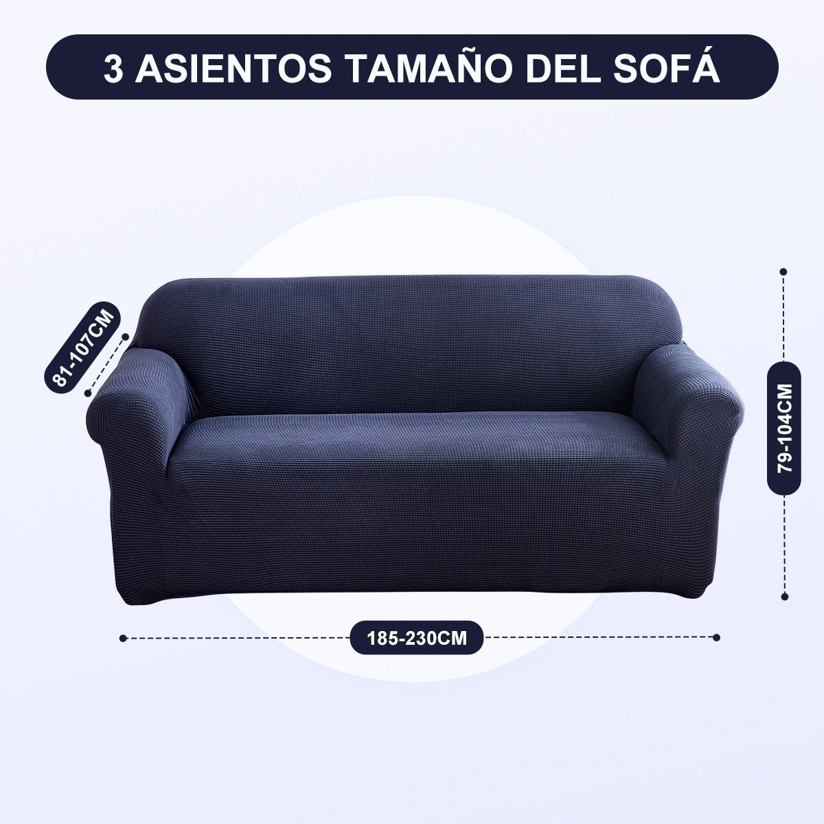SUPERCENTER - Funda Sofá Cubre Sillón Protectora Para 3 Cuerpos Elastizada Azul oscuro