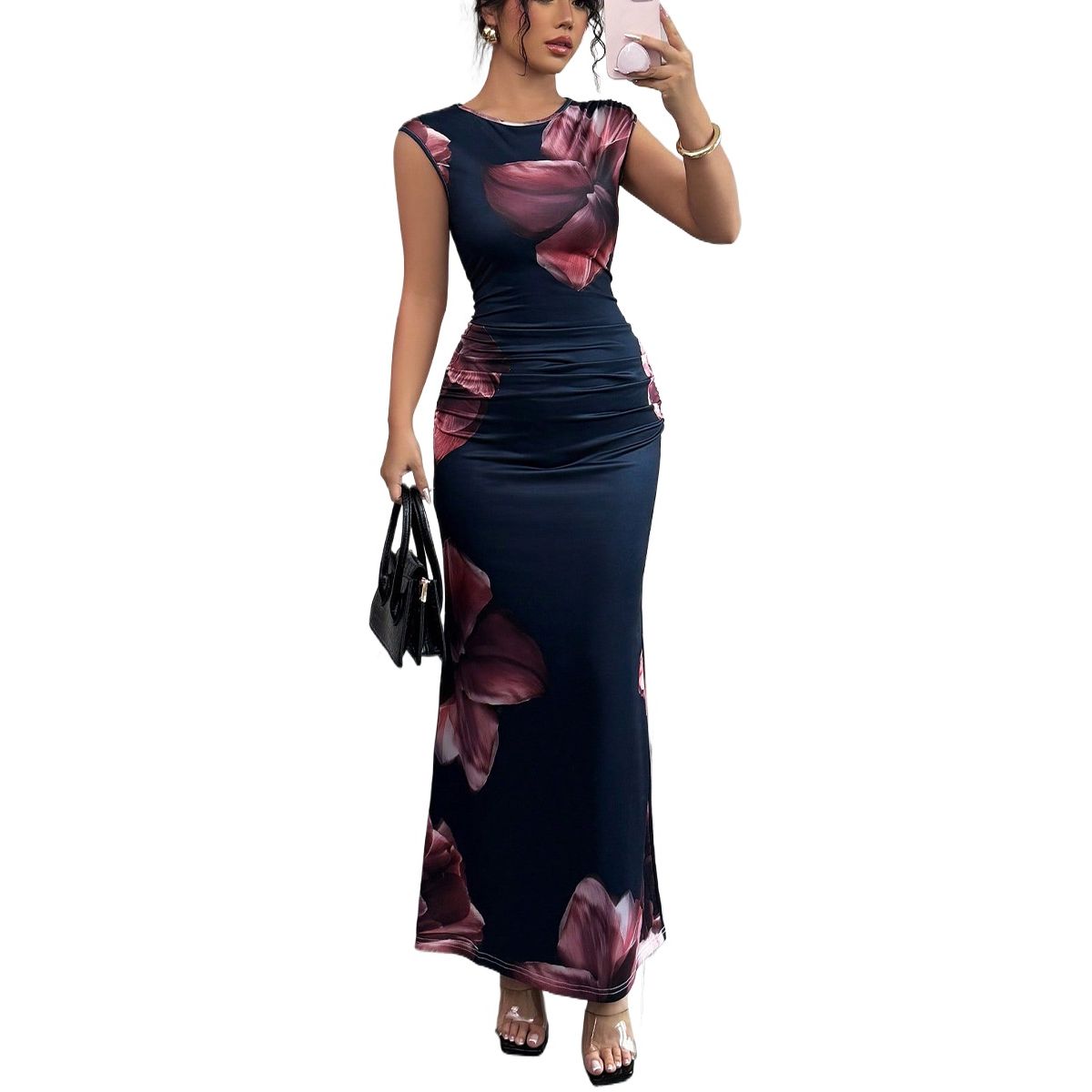 TIOZONEY - Vestido sin mangas con cuello halter - Azul