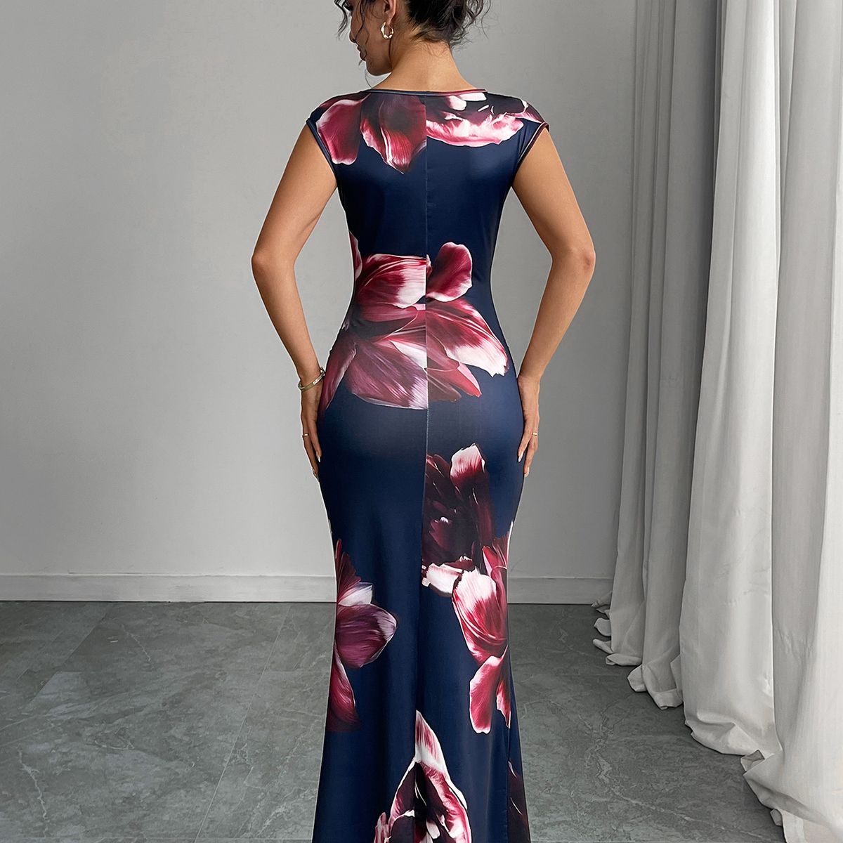 TIOZONEY - Vestido sin mangas con cuello halter - Azul