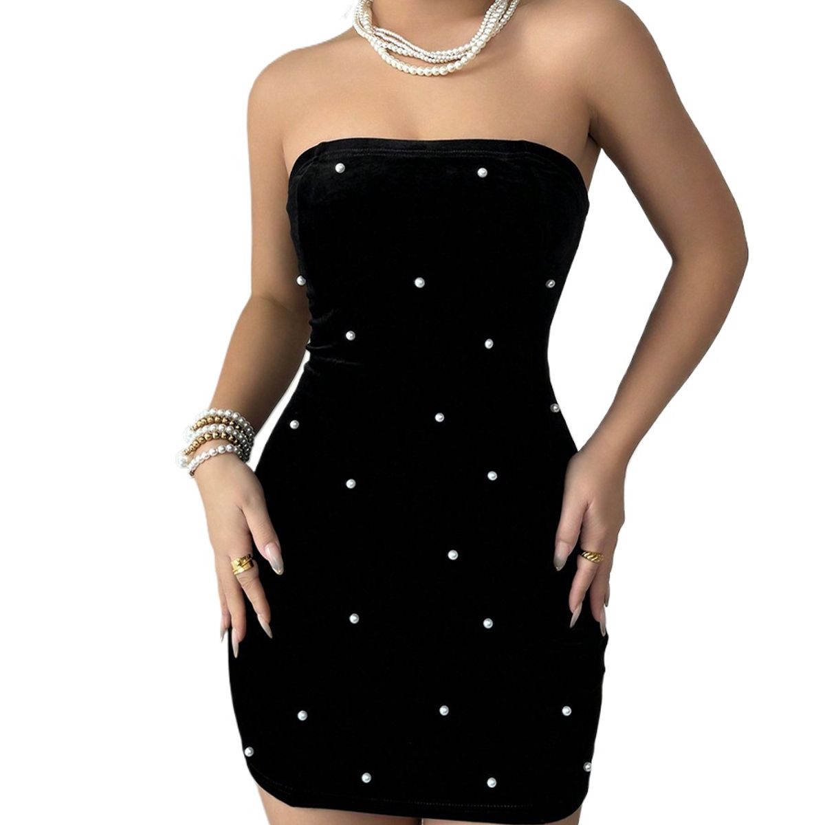 TIOZONEY - Vestido sin mangas con cuello halter - Negro
