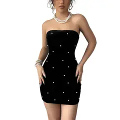 TIOZONEY - Vestido sin mangas con cuello halter - Negro