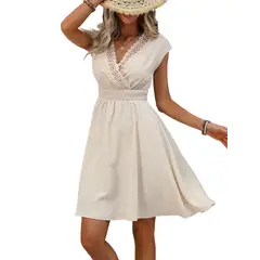 TIOZONEY - Vestido sin mangas con cuello halter - Blanco