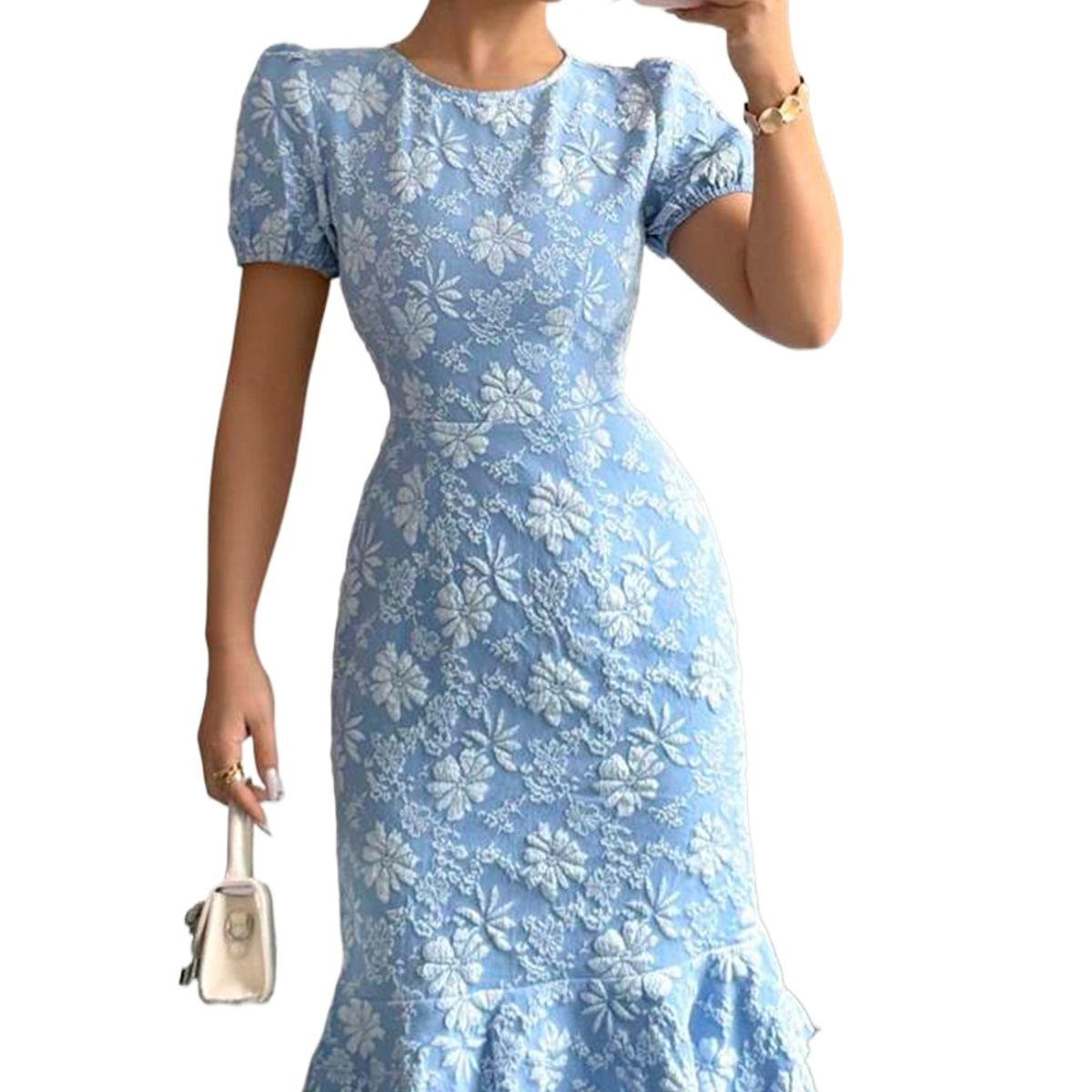 TIOZONEY - Vestido sin mangas con cuello halter - Azul