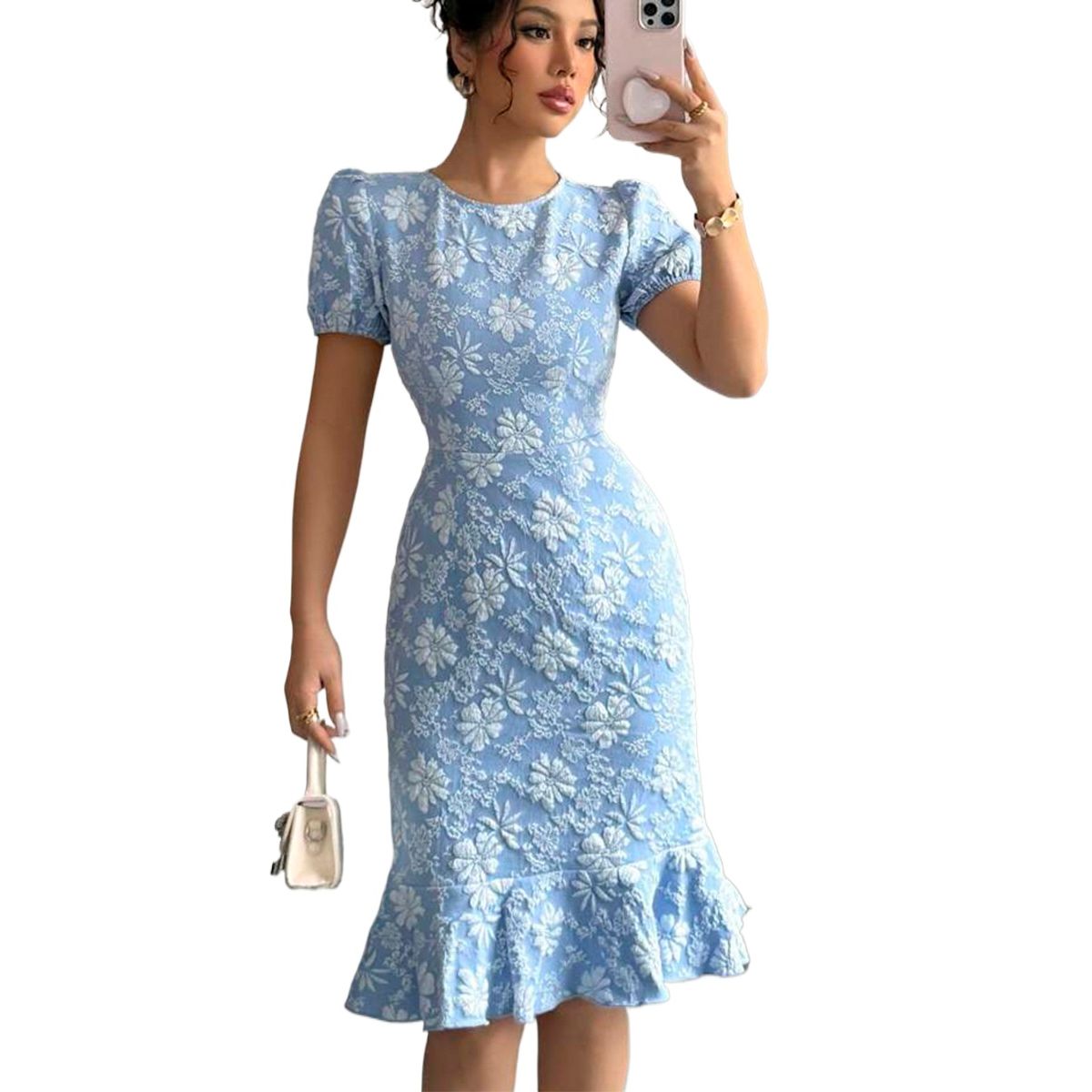 TIOZONEY - Vestido sin mangas con cuello halter - Azul