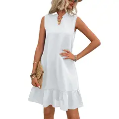 TIOZONEY - Vestido sin mangas con cuello halter - Blanco