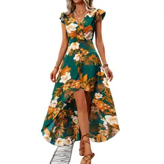 TIOZONEY - Vestido sin mangas con cuello halter - Verde