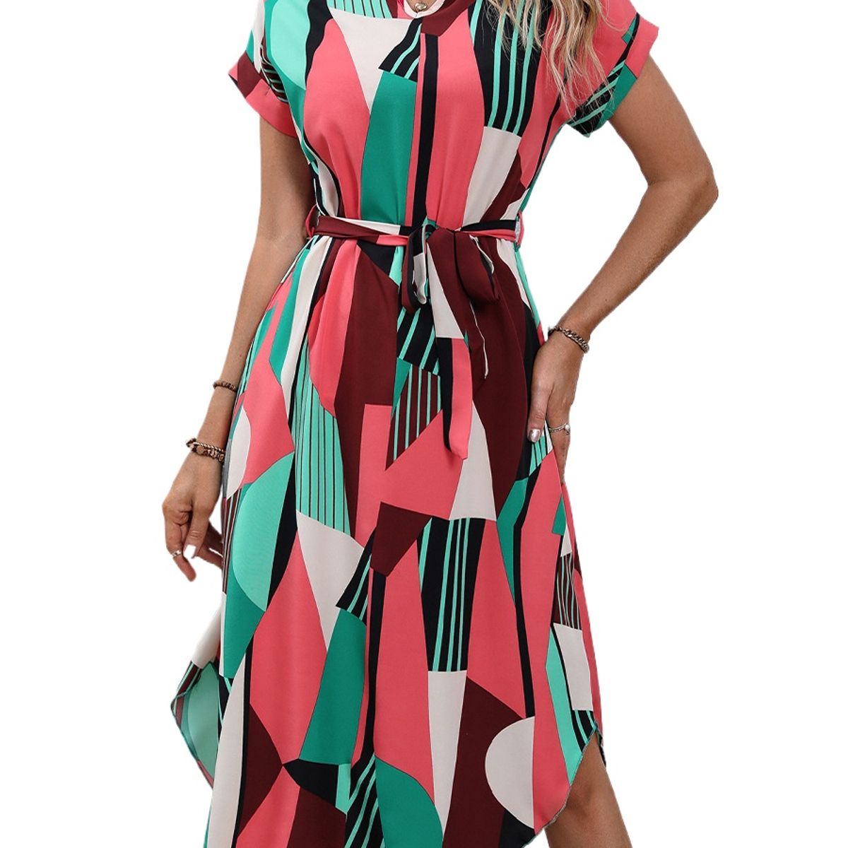 TIOZONEY - Vestido sin mangas con cuello halter -Rojo