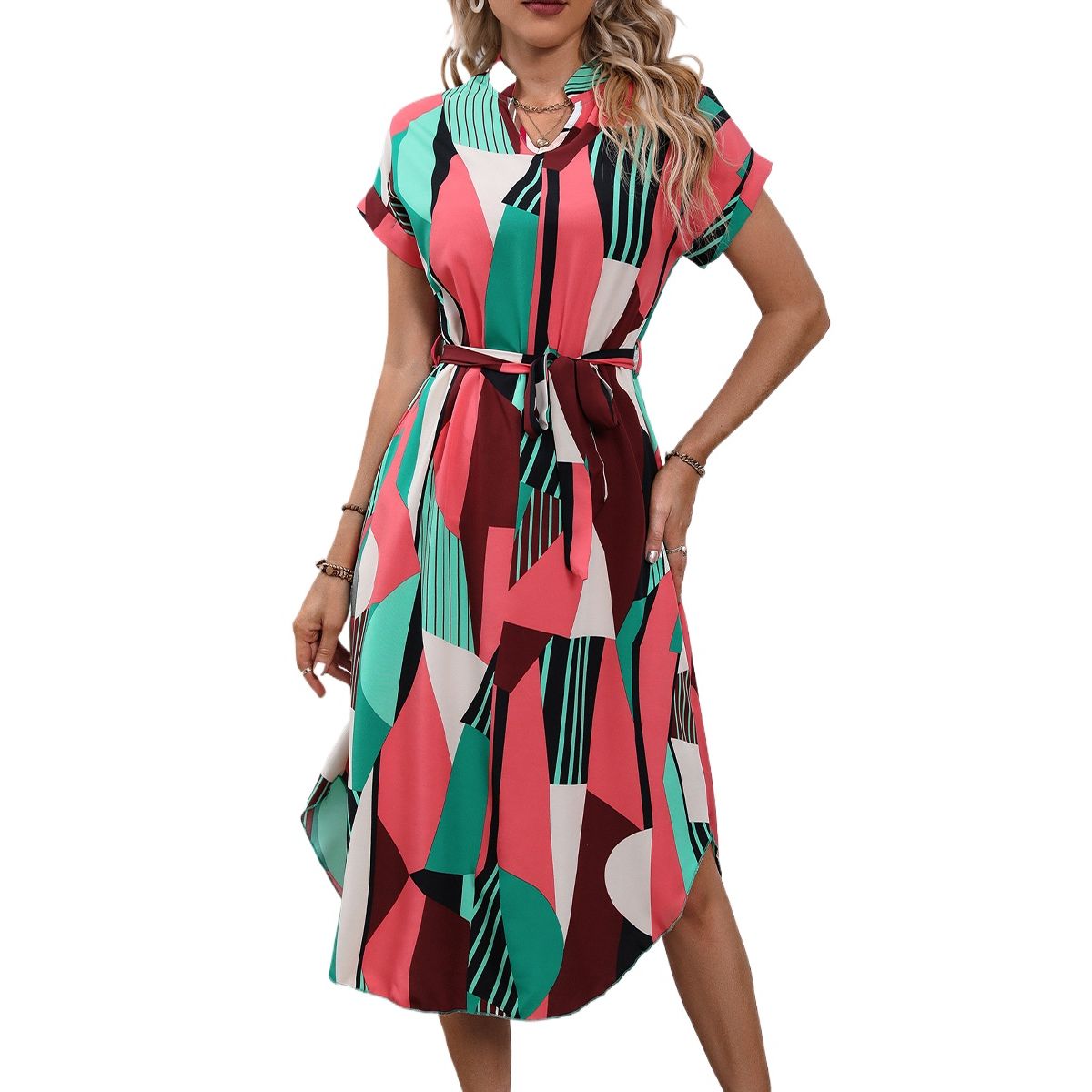 TIOZONEY - Vestido sin mangas con cuello halter -Rojo